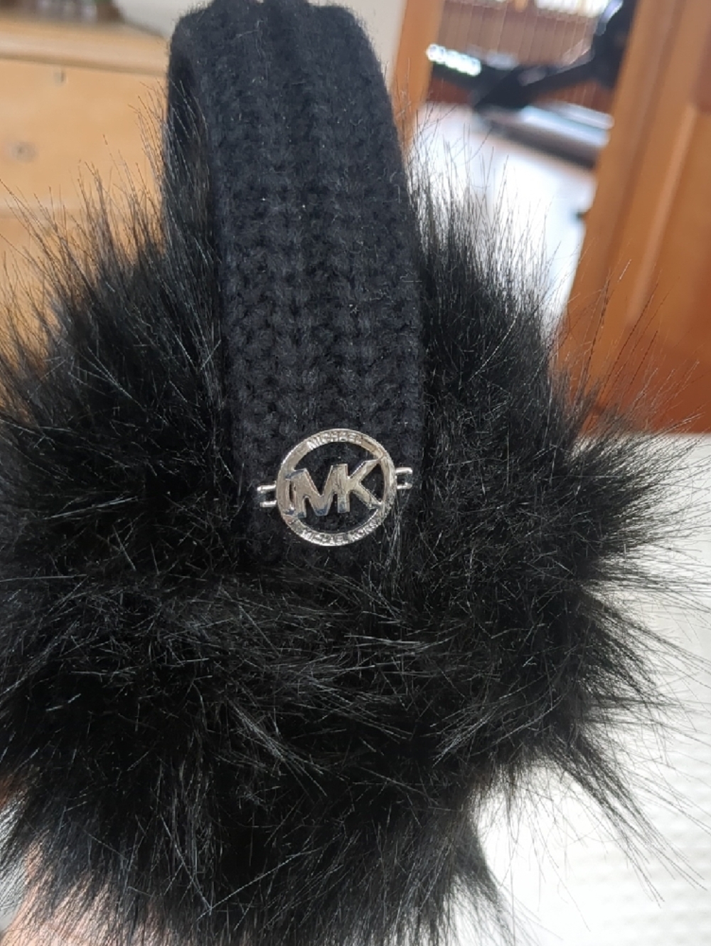MICHAEL Michael Kors Black Faux Fur Headband Ear Muffs - Picture 3 of 4